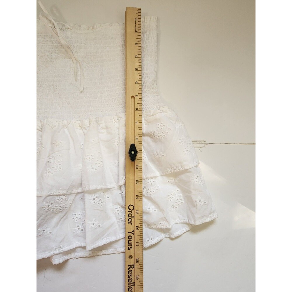 Love Tree Tiered Skort Womens Large White Boho Smocked Waist Eyelet Ruffle Skirt - Picture 7 of 10